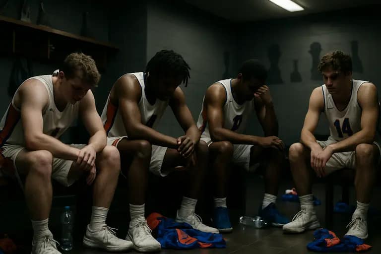 A Florida player walks off the court after a close postseason basketball loss