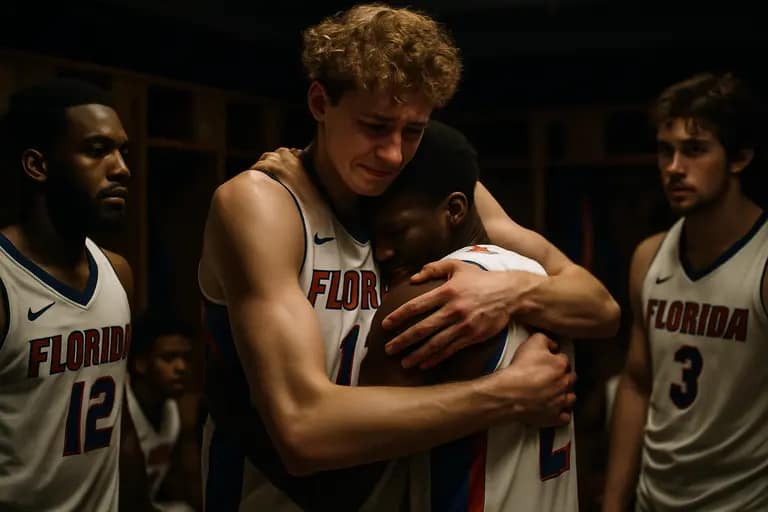 College basketball player standing near the bench after returning from injury