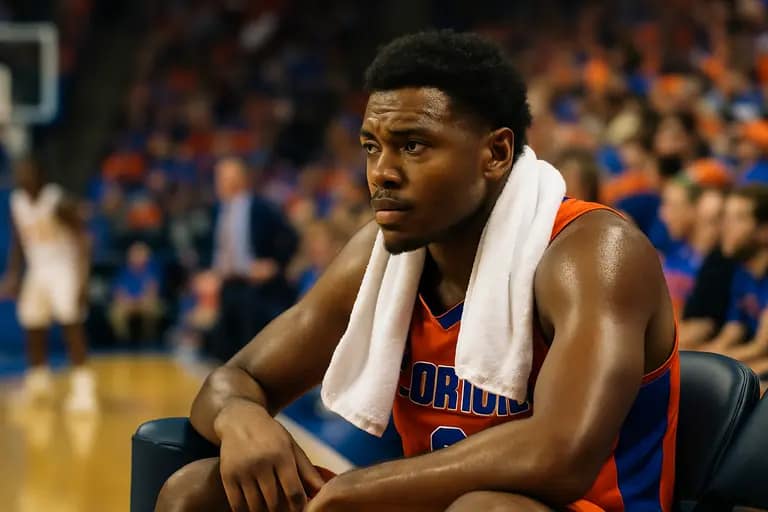 Florida frontcourt players battle for position near the rim