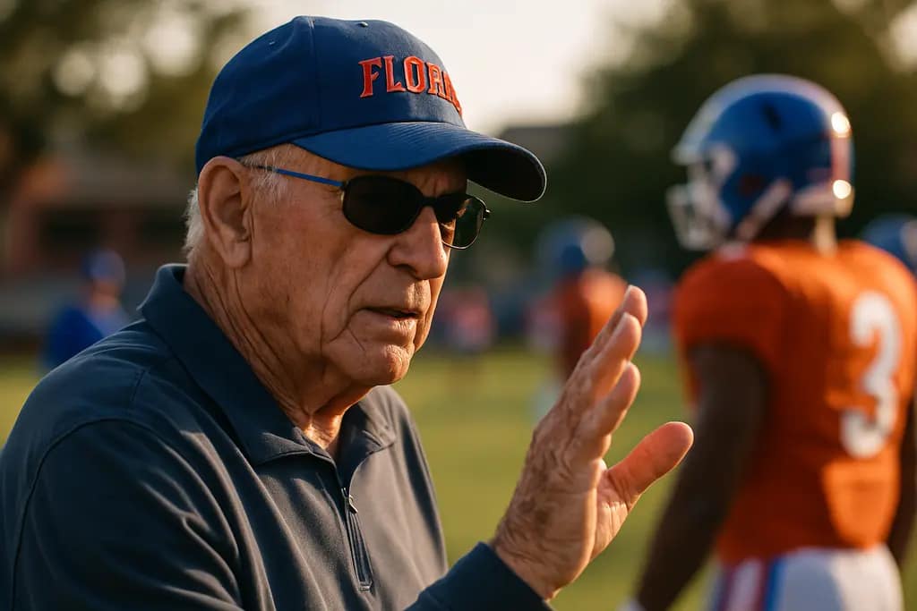 Veteran Leadership shown by Florida players gathering before a football practice