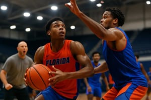 Gators Frontcourt Newcomers working through a physical basketball practice in Gainesville