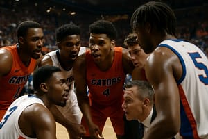 Gators Schedule Strategy begins with a player preparing for a college basketball game in Gainesville