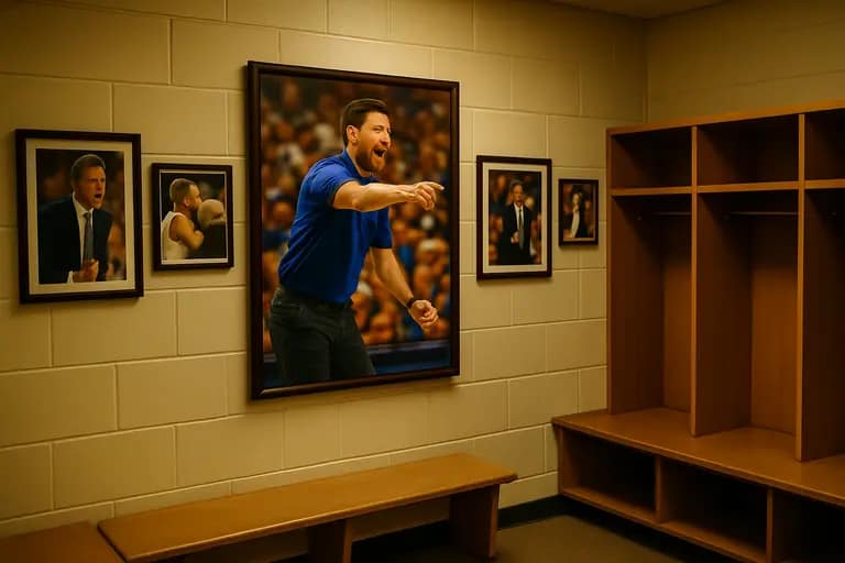 A Florida basketball coach watches play from the sideline during a packed home game