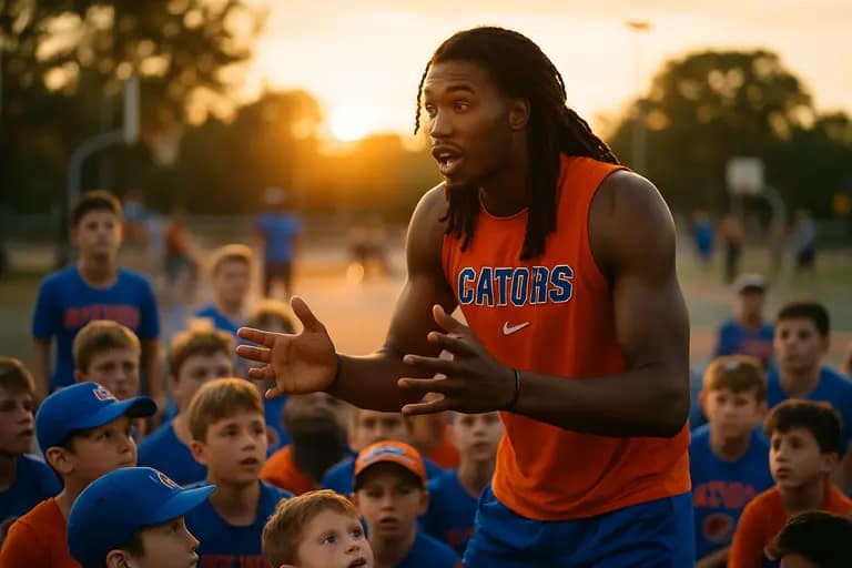 Florida basketball fans watching warmups inside a Gainesville arena