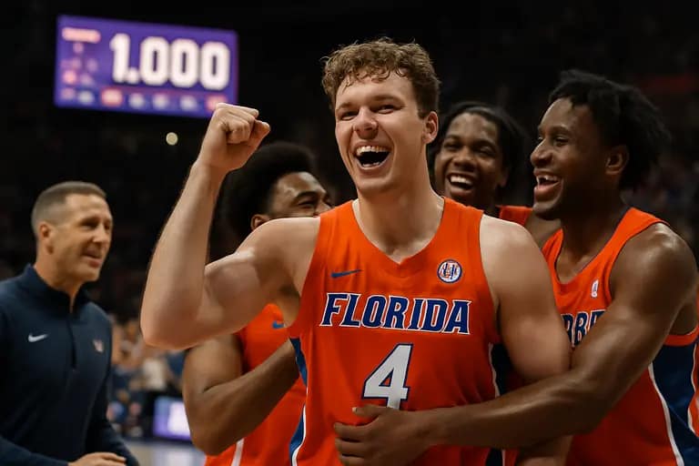 Florida player shooting a free throw during a conference basketball game
