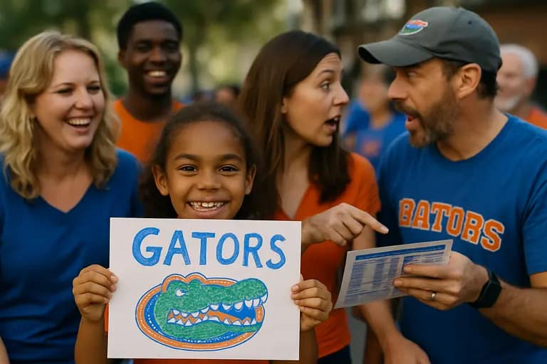 Families entering a college basketball arena before a home game